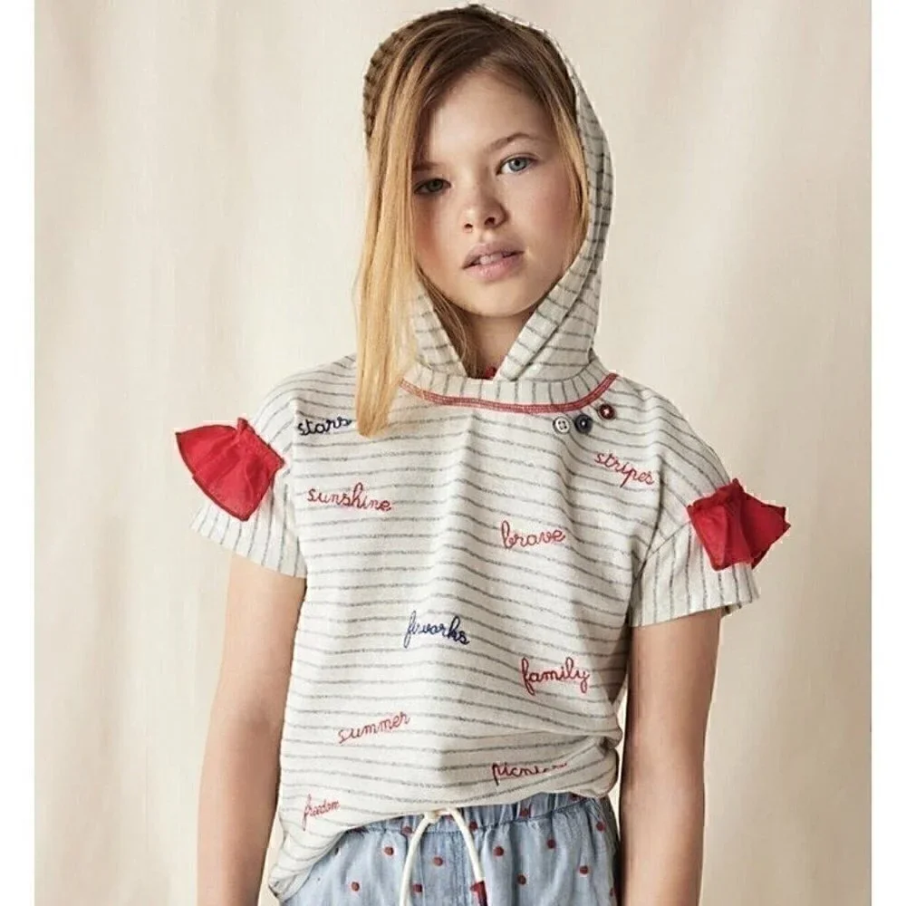 NWT Matilda Jane Blaire Striped Graphic Hoodie Top 14 Years